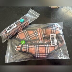 Frenchie Bulldog Plaid Dog Harness and Leash Set